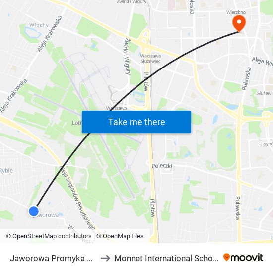 Jaworowa Promyka to Monnet International School map