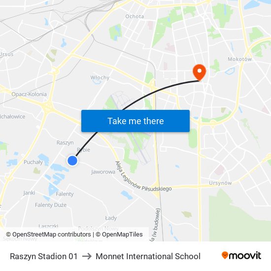 Raszyn Stadion 01 to Monnet International School map