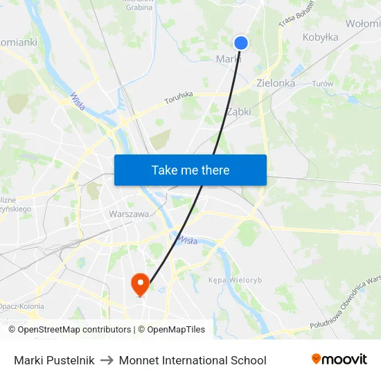 Marki Pustelnik to Monnet International School map