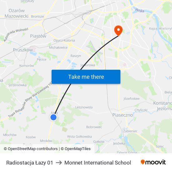 Radiostacja Łazy 01 to Monnet International School map
