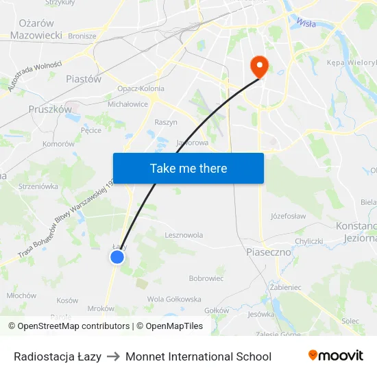 Radiostacja Łazy to Monnet International School map