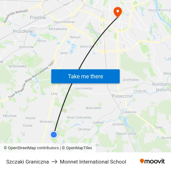 Szczaki Graniczna to Monnet International School map