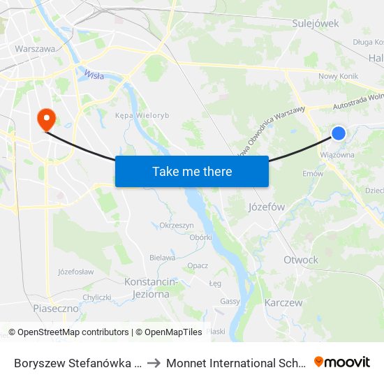 Stefanówka to Monnet International School map