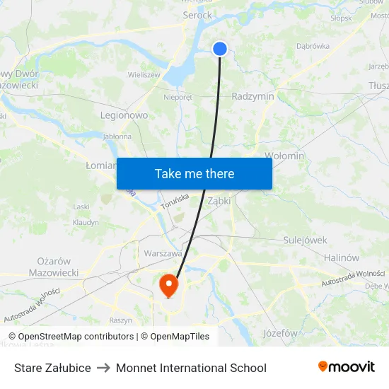 Stare Załubice to Monnet International School map