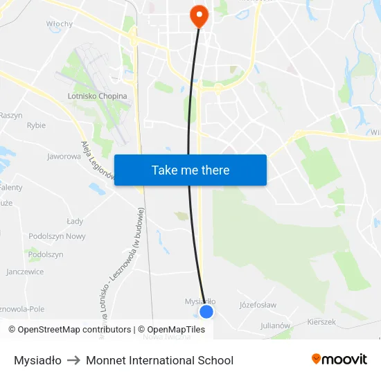 Mysiadło to Monnet International School map