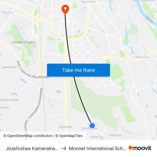 Józefosław Kameralna 02 to Monnet International School map