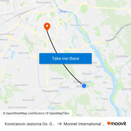 Konstancin-Jeziorna Os. Grapa to Monnet International School map