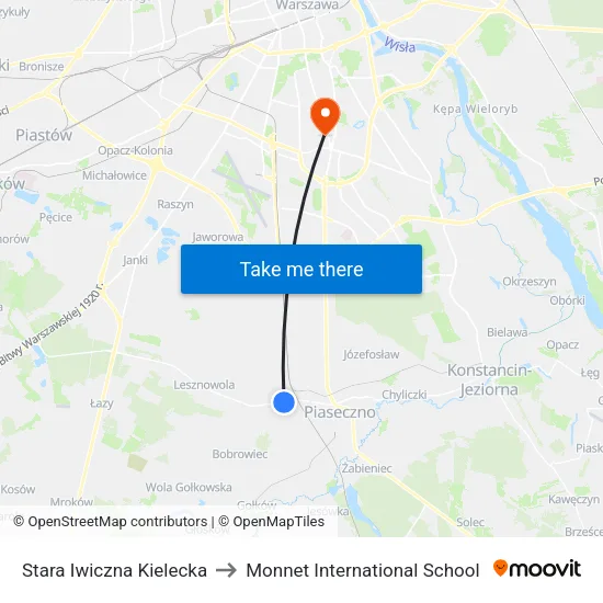 Stara Iwiczna Kielecka to Monnet International School map