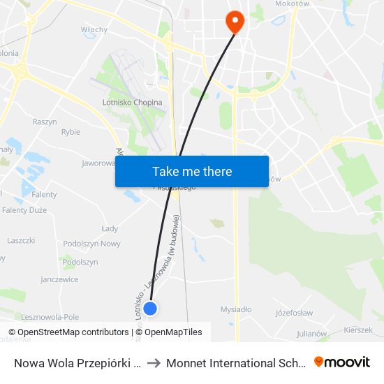 Nowa Wola Przepiórki 01 to Monnet International School map