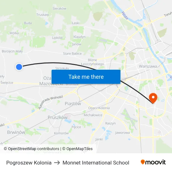 Pogroszew Kolonia to Monnet International School map