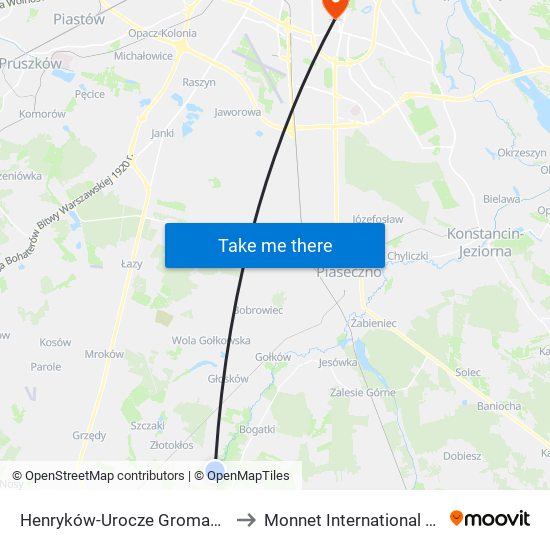 Henryków-Urocze Gromadzka 01 to Monnet International School map