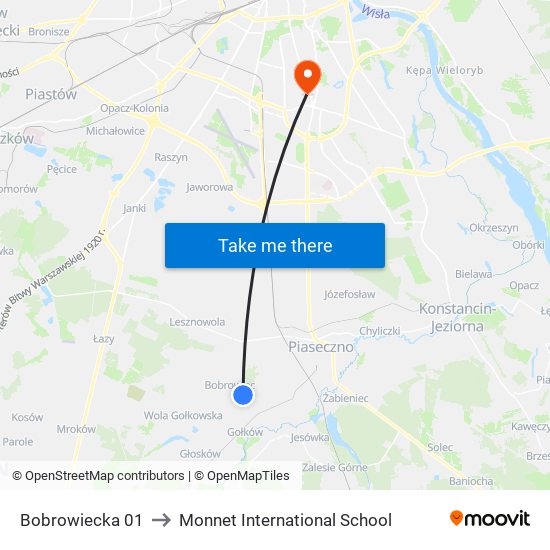 Bobrowiecka 01 to Monnet International School map