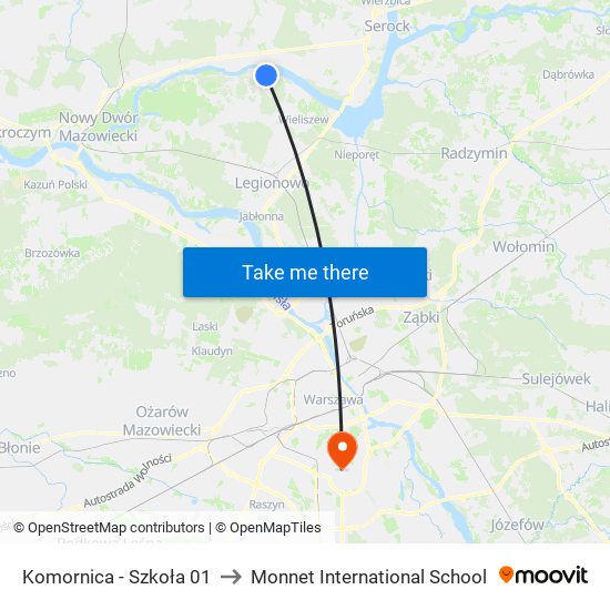 Komornica-Szkoła to Monnet International School map