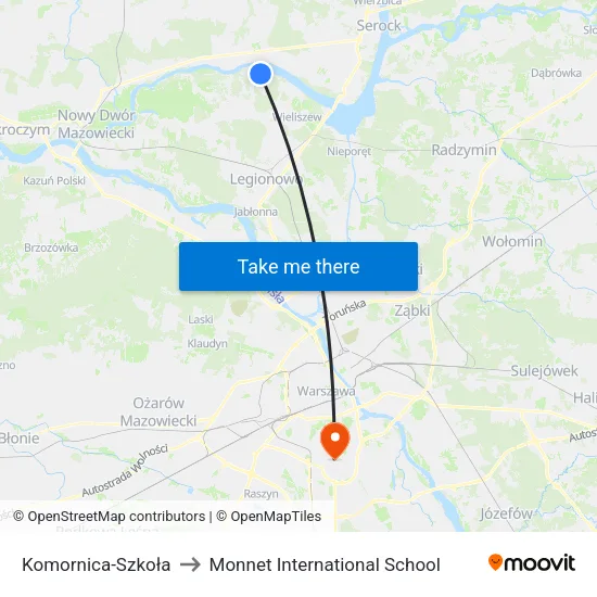 Komornica - Szkoła to Monnet International School map