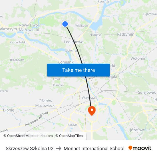 Skrzeszew Szkolna 02 to Monnet International School map