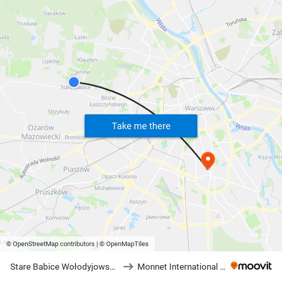 Stare Babice Wołodyjowskiego 02 to Monnet International School map