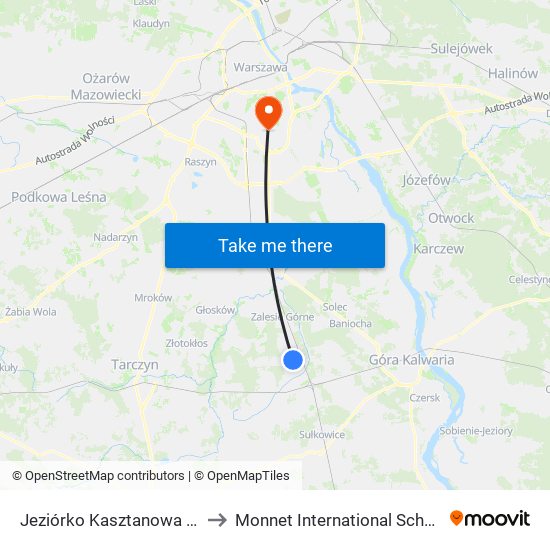 Jeziórko Kasztanowa 01 to Monnet International School map