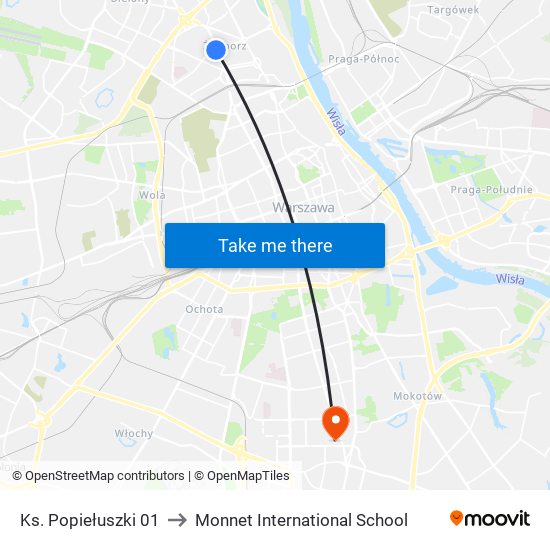 Ks. Popiełuszki 01 to Monnet International School map