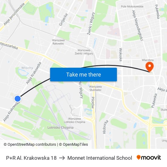 P+R Al. Krakowska 18 to Monnet International School map