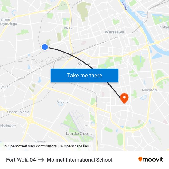 Fort Wola 04 to Monnet International School map