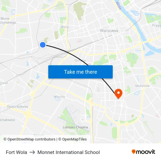 Fort Wola to Monnet International School map