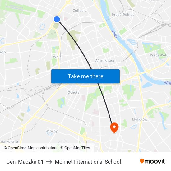 Gen. Maczka 01 to Monnet International School map