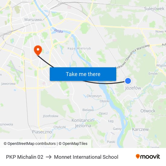 PKP Michalin 02 to Monnet International School map