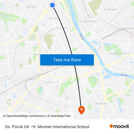 Os. Potok 04 to Monnet International School map