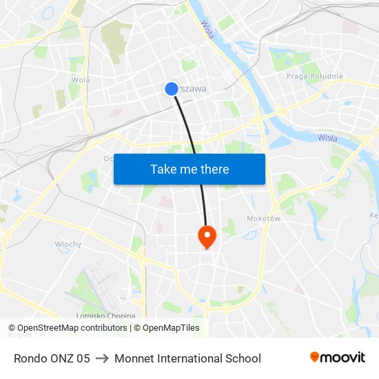 Rondo ONZ 05 to Monnet International School map