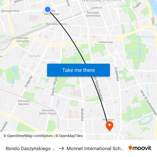 Rondo Daszyńskiego to Monnet International School map