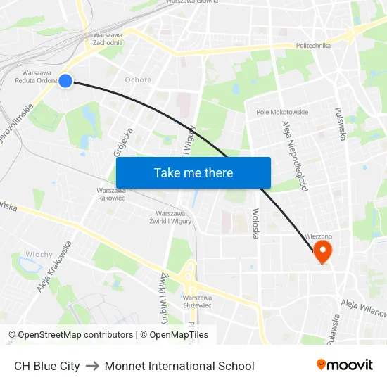 CH Blue City to Monnet International School map