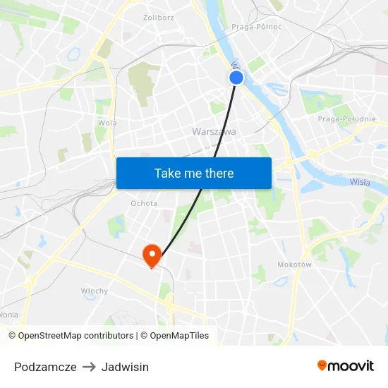 Podzamcze to Jadwisin map