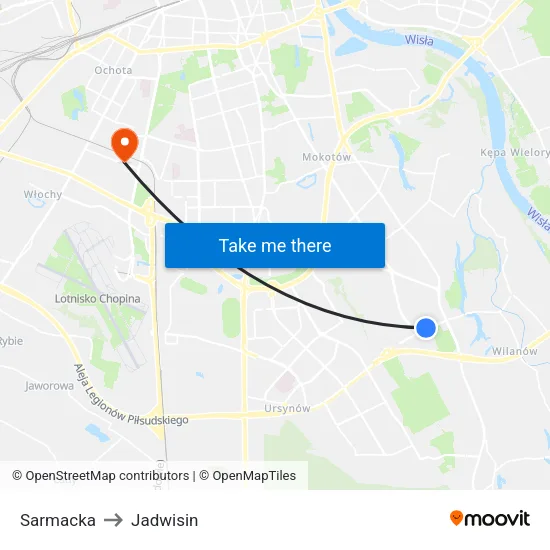 Sarmacka to Jadwisin map
