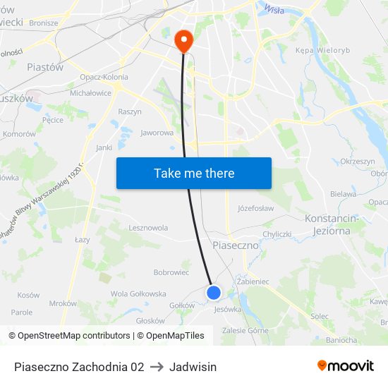 Wólka Kozodawska Zachodnia to Jadwisin map