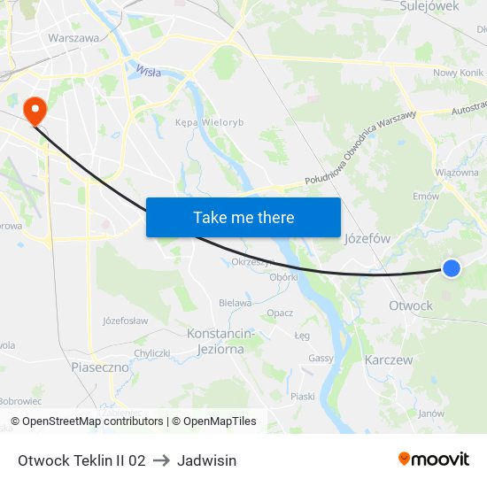 Otwock Teklin II 02 to Jadwisin map