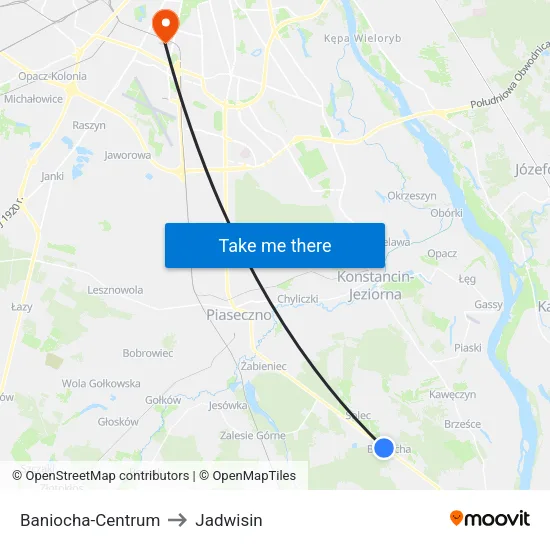Baniocha - Centrum to Jadwisin map