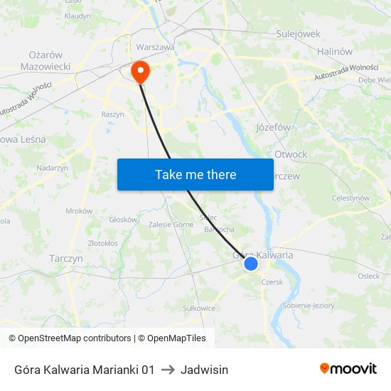 Góra Kalwaria Marianki to Jadwisin map