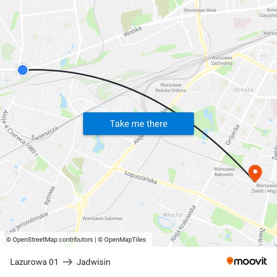 Lazurowa to Jadwisin map