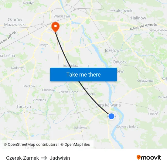 Czersk - Zamek to Jadwisin map