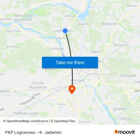 PKP Legionowo to Jadwisin map