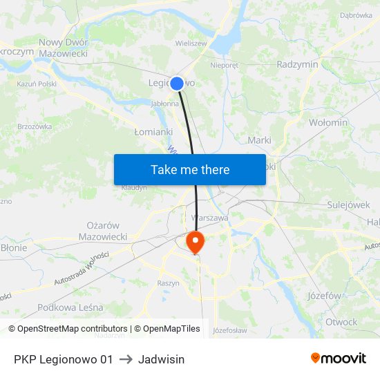 PKP Legionowo 01 to Jadwisin map
