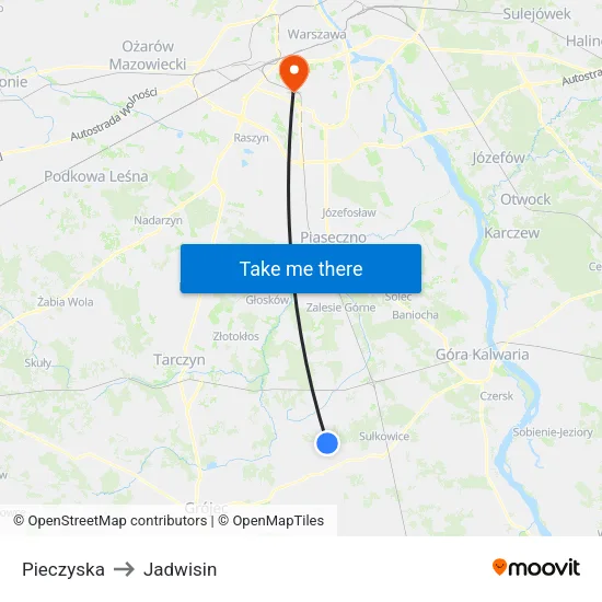 Pieczyska to Jadwisin map