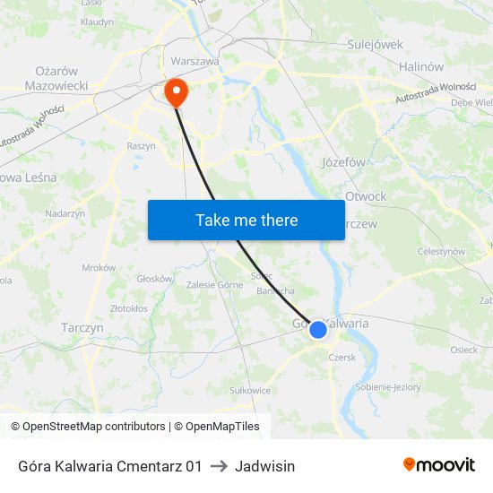 Góra Kalwaria Cmentarz to Jadwisin map