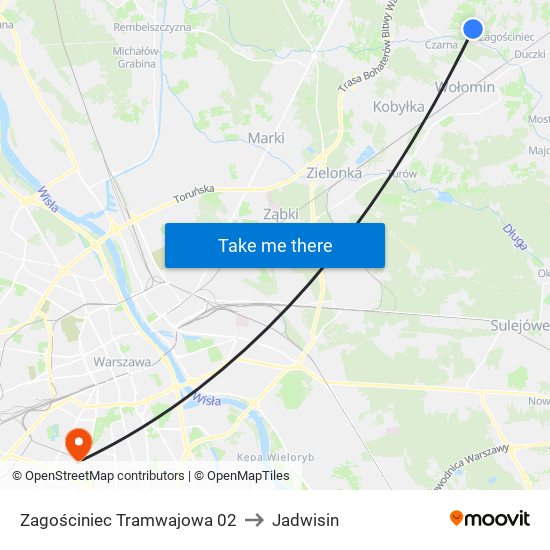 Zagościniec Tramwajowa 02 to Jadwisin map