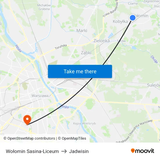 Wołomin Sasina - Liceum to Jadwisin map