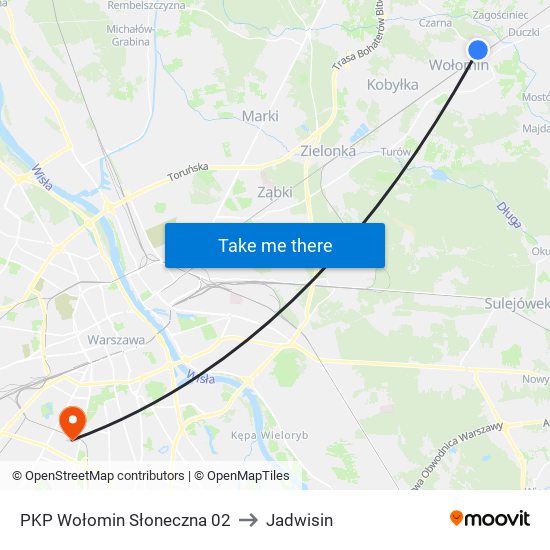 PKP Wołomin Słoneczna 02 to Jadwisin map