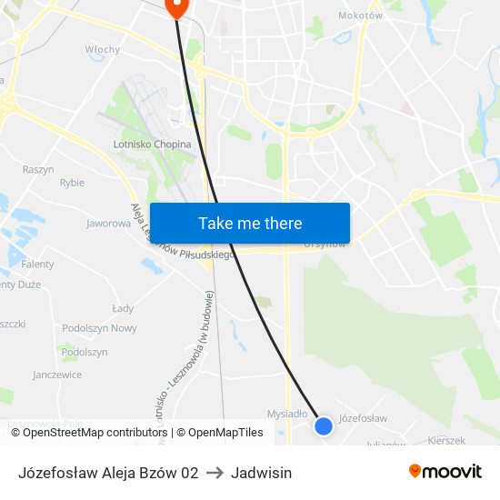 Józefosław Aleja Bzów to Jadwisin map