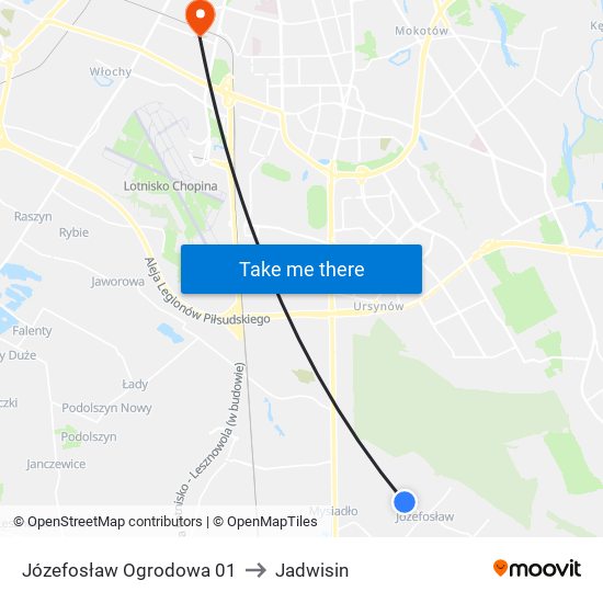 Józefosław Ogrodowa to Jadwisin map