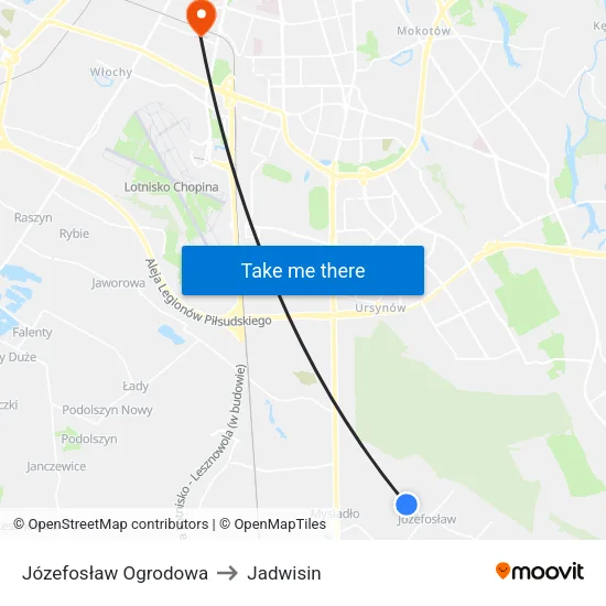 Józefosław Ogrodowa to Jadwisin map