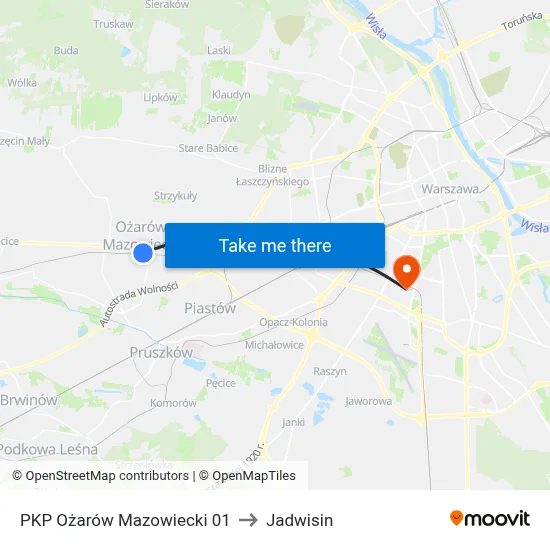 PKP Ożarów Mazowiecki 01 to Jadwisin map
